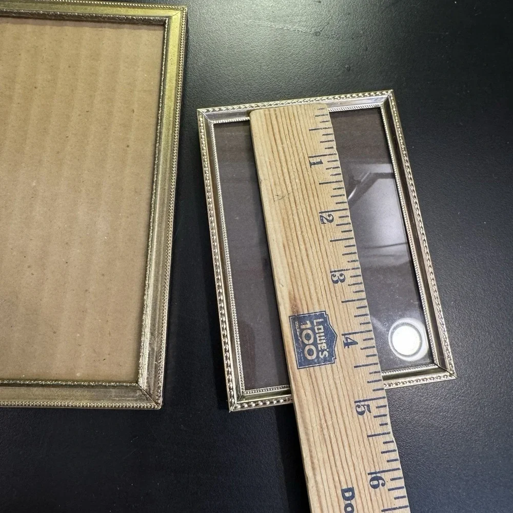 Set Of 2 Gold Tone‎ Metal Frames Filigree Edge 3.5x5 & 5x7 Picture Wall